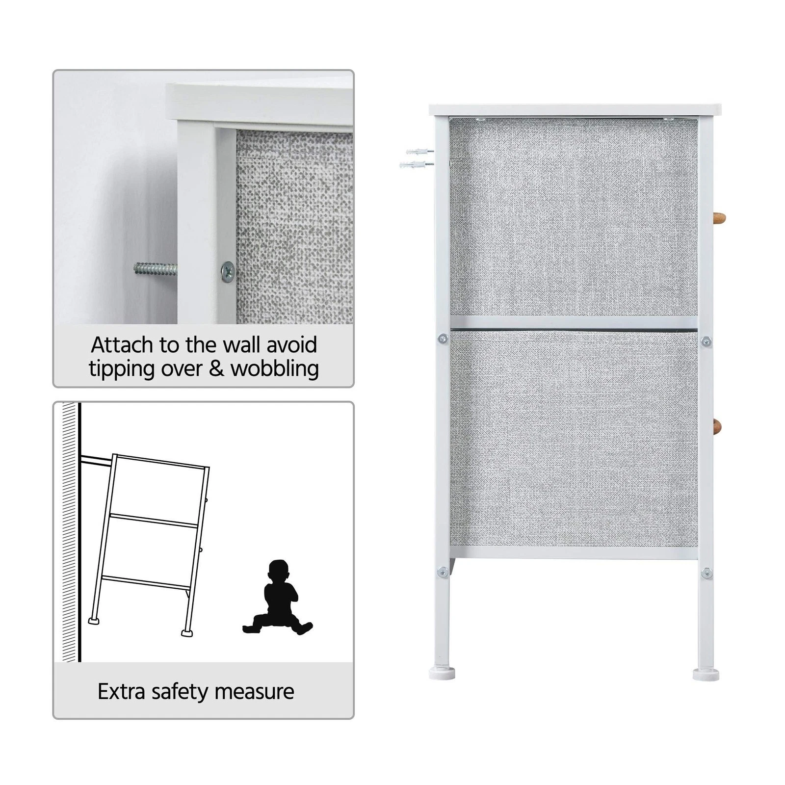 Fabric drawer dresser for bedroom hallway or office storage
