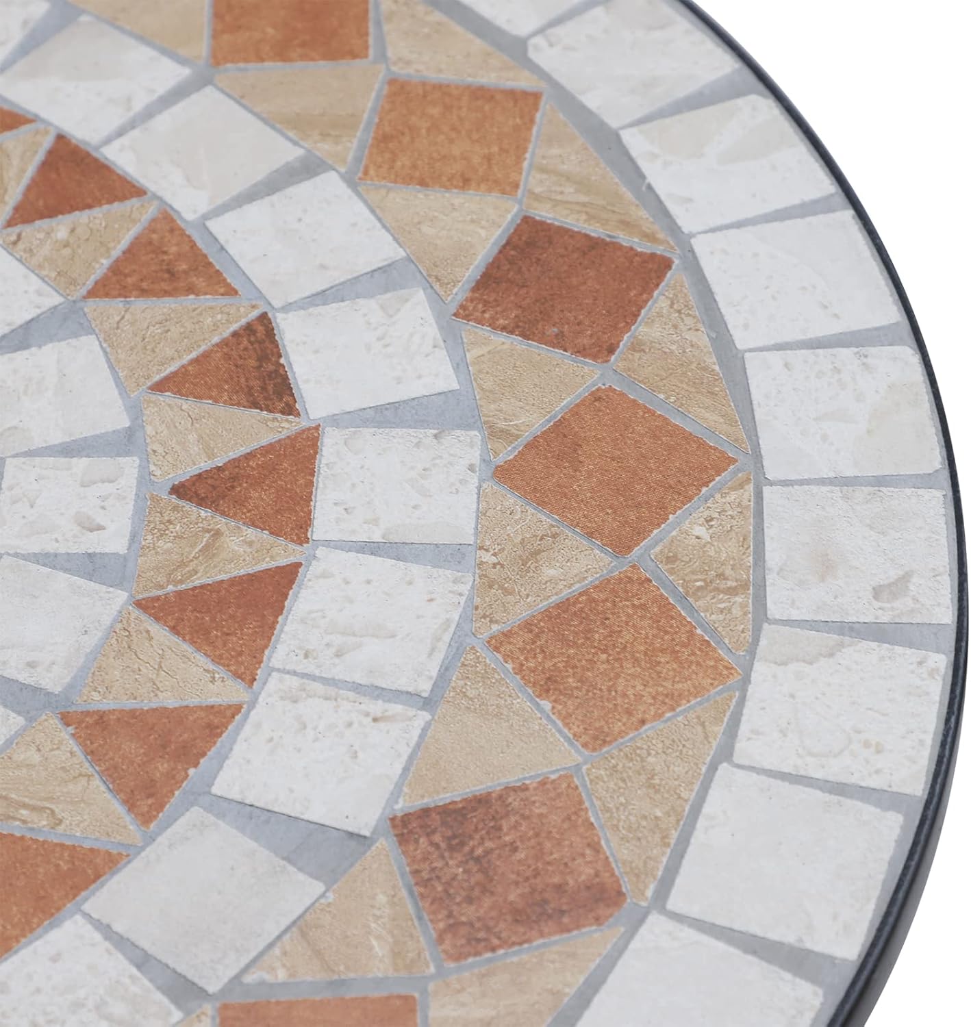 Round stone mosaic table top garden table made from metal and ceramic