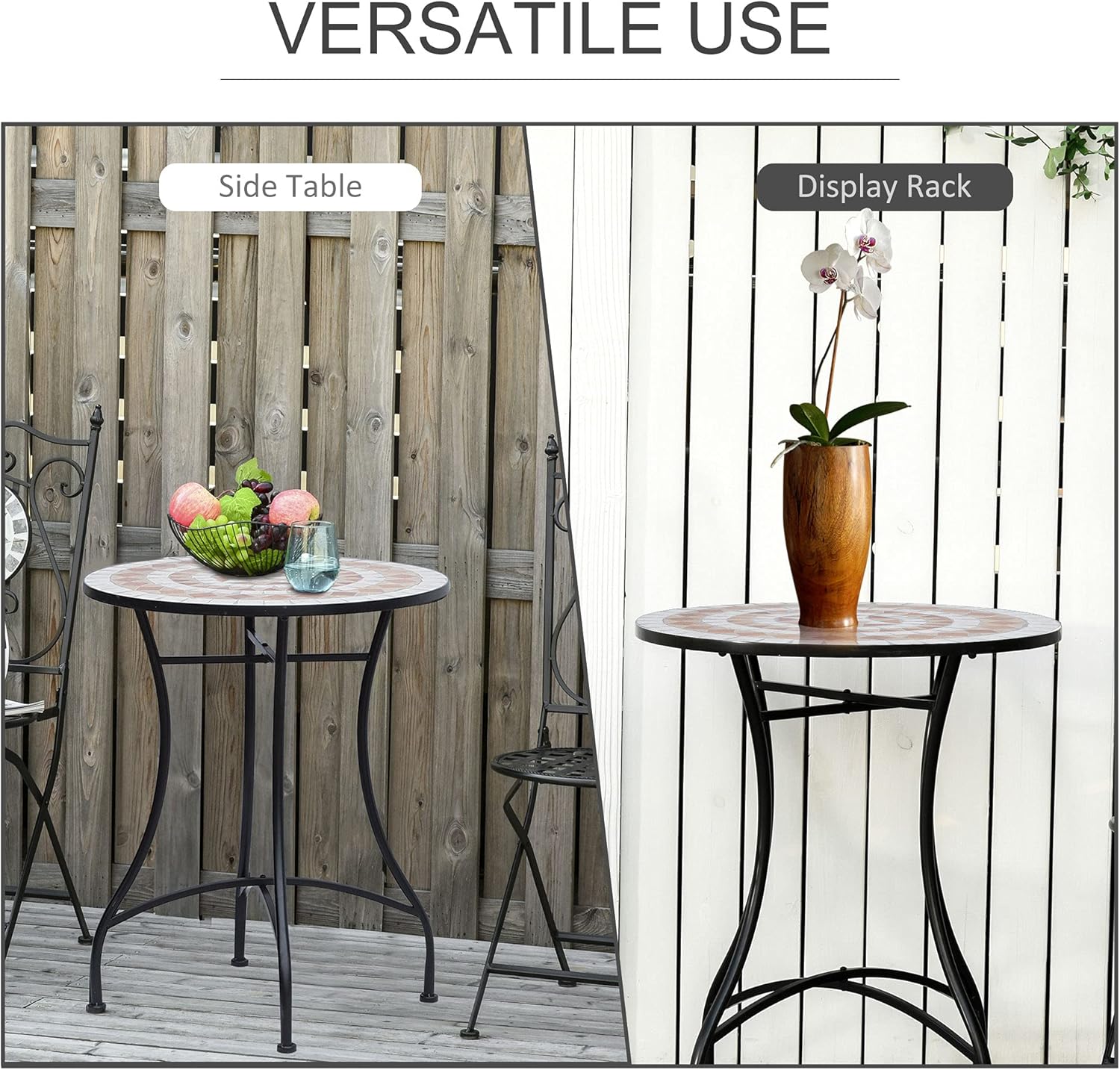 unique tall plant stand with pattern on top in round shape and vintage style