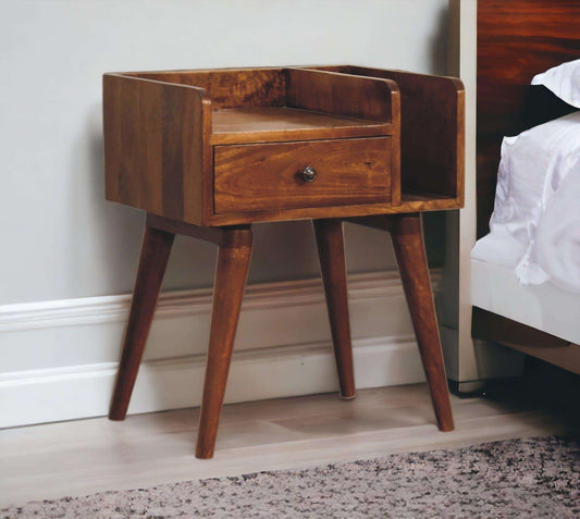 Multi Storage Bedside Table In Dark Finish-myuniquefurnishings.co.uk