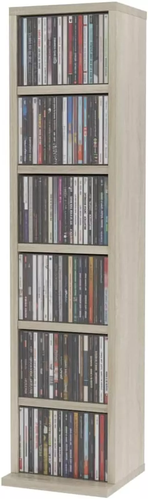 cd rack shelf with 6 storage shelves made from engineered wood - My Unique Furnishings