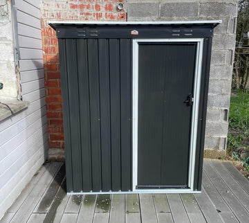 galvanized steel storage shed in anthracite colour