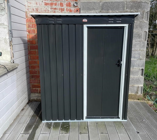 galvanized steel storage shed in anthracite colour