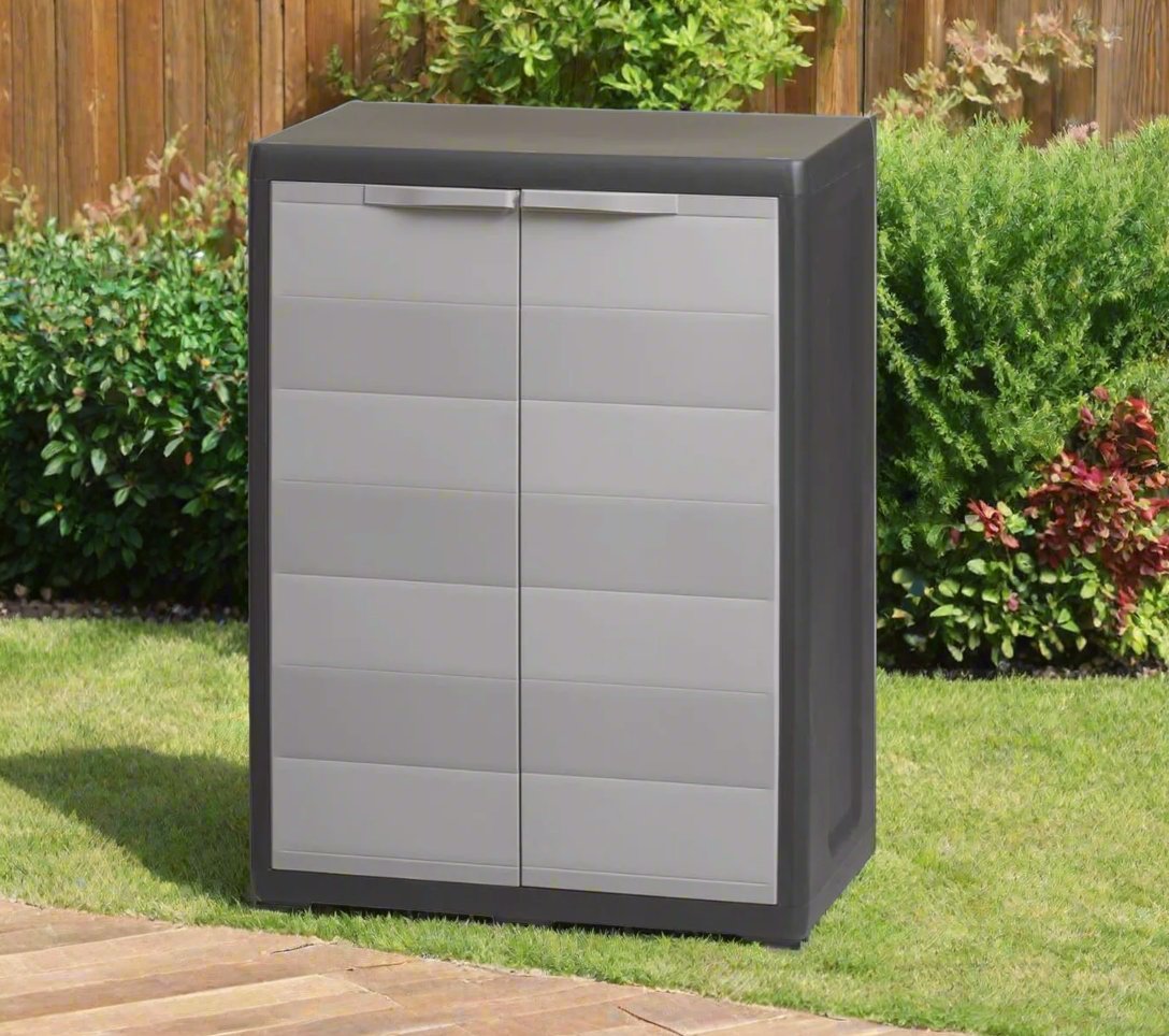 garden storage cabinet made from durable plastic