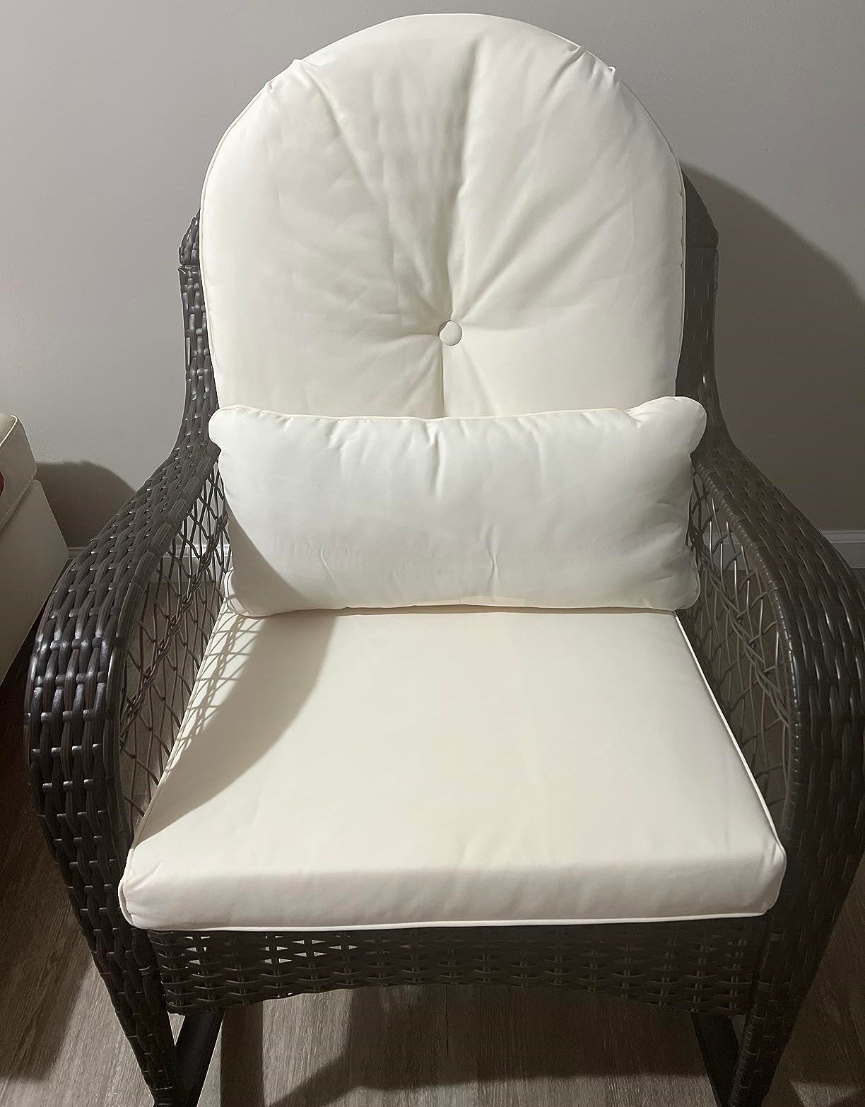 vintage style rattan wicker arm chair in dark brown colour