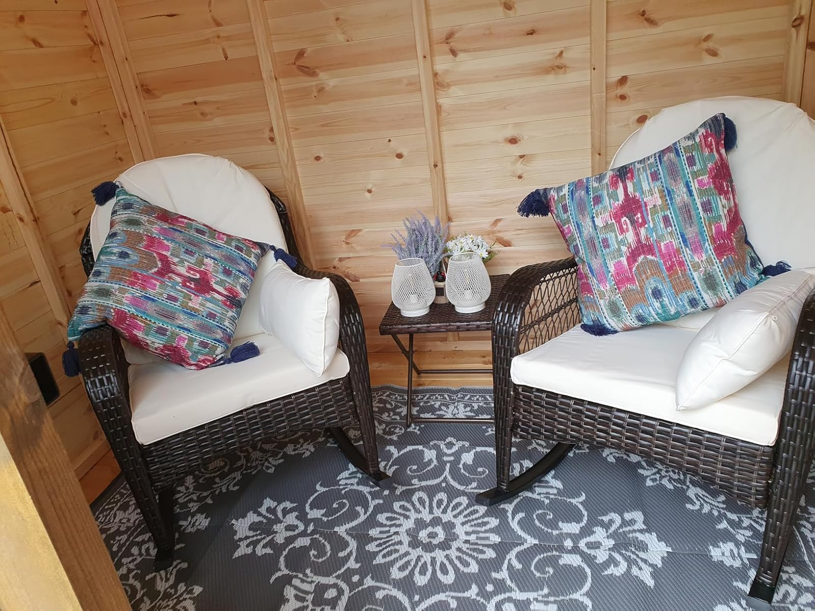 relaxing rocking chair with padded seat for patio and garden