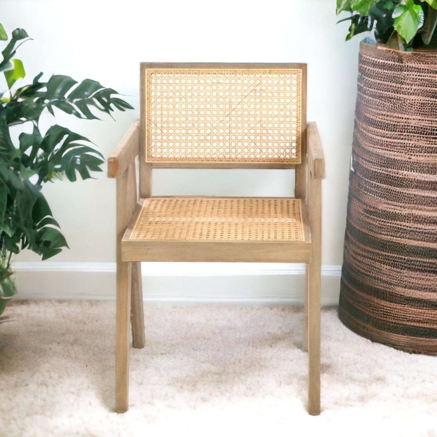 Rattan Armchair In Bleached Finish-myuniquefurnishings.co.uk