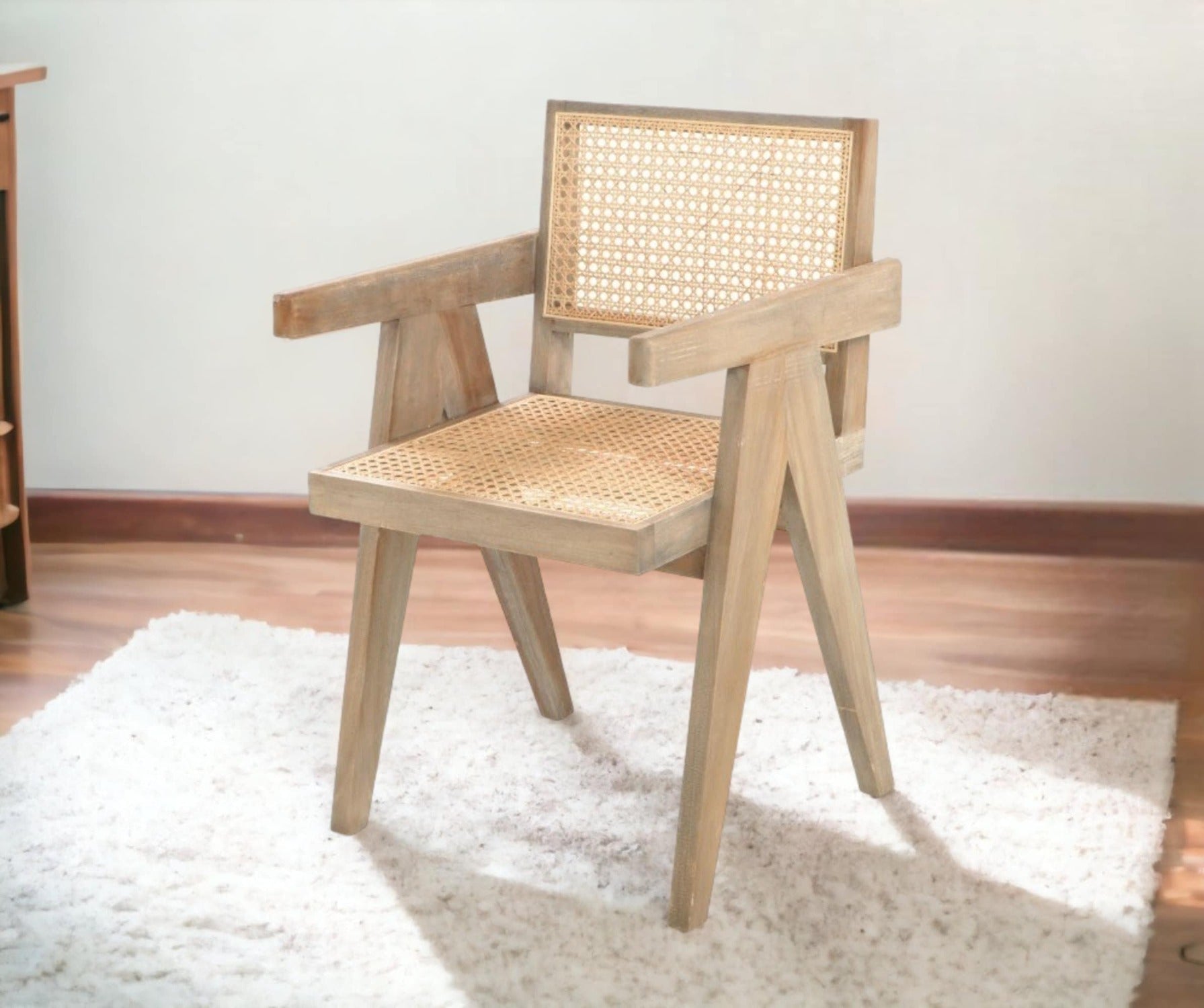 Rattan Armchair In Bleached Finish-myuniquefurnishings.co.uk