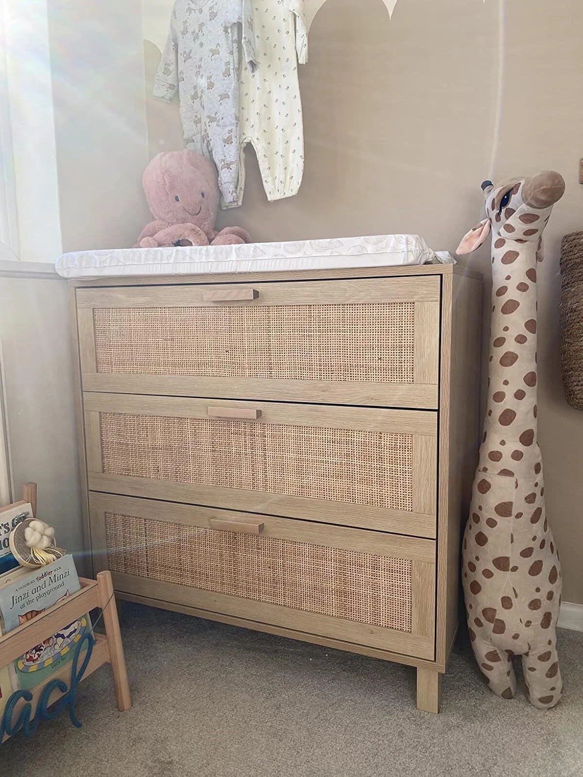 bedroom dresser made from particle board with 3 drawers
