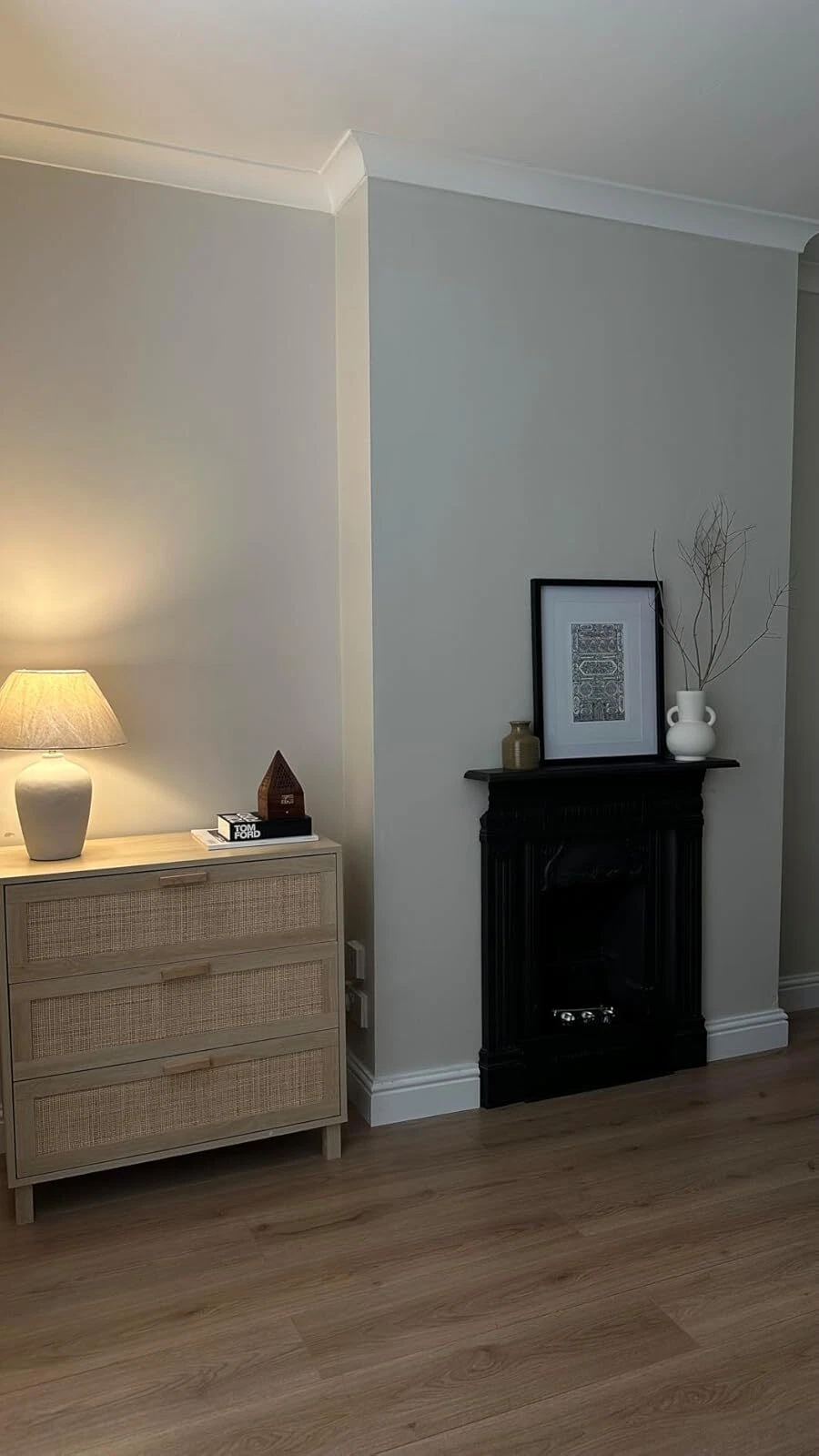 bedroom dresser with 3 drawers and rattan fronts