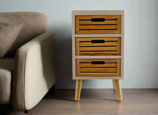 tall bedside nightstand made from MDF and mango wood