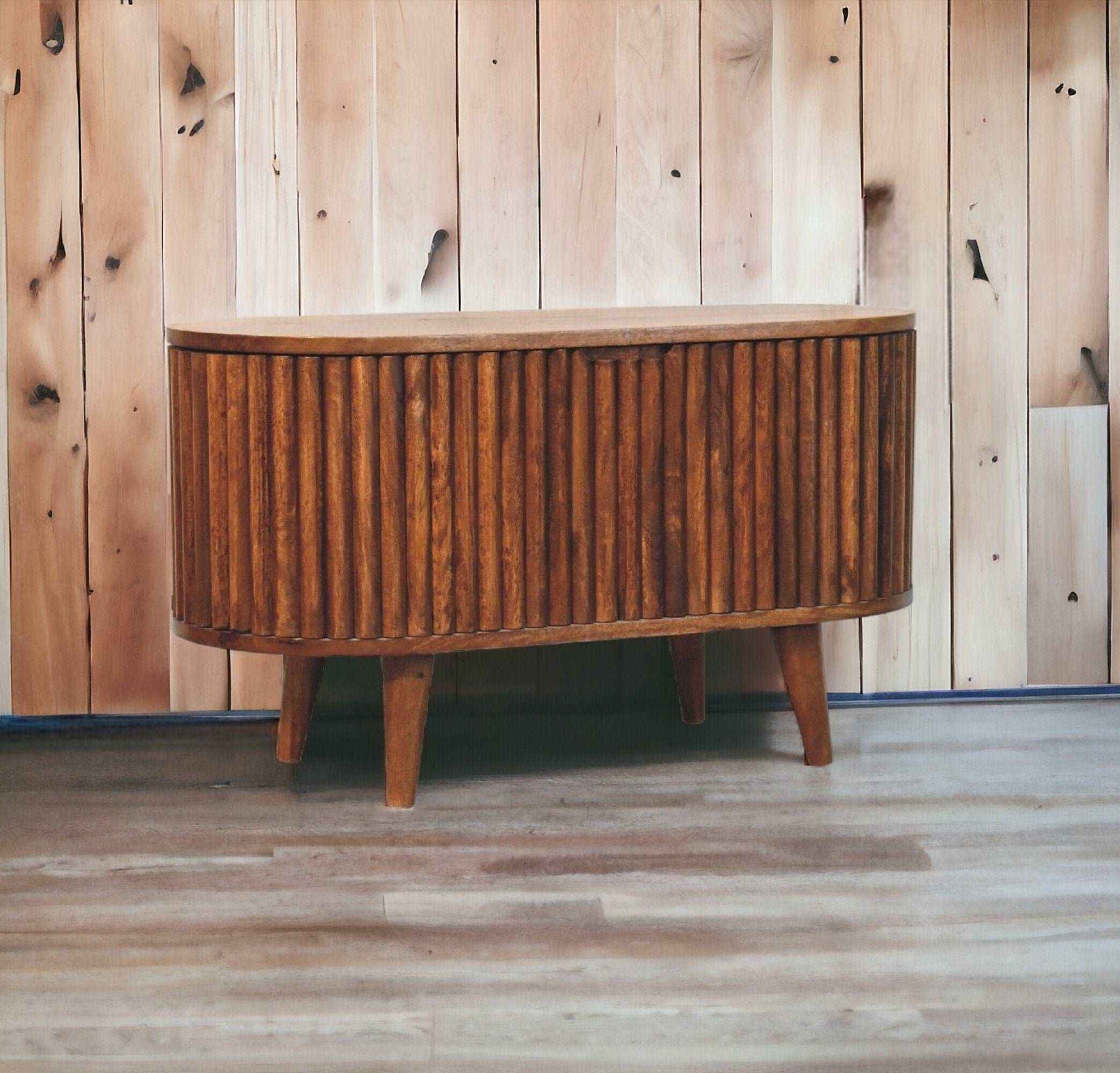 Rounded Blanket Chest Vintage Retro Wooden Bench Rustic Storage Trunk