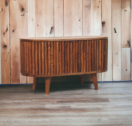 Rounded Blanket Box In Dark Finish-myuniquefurnishings.co.uk