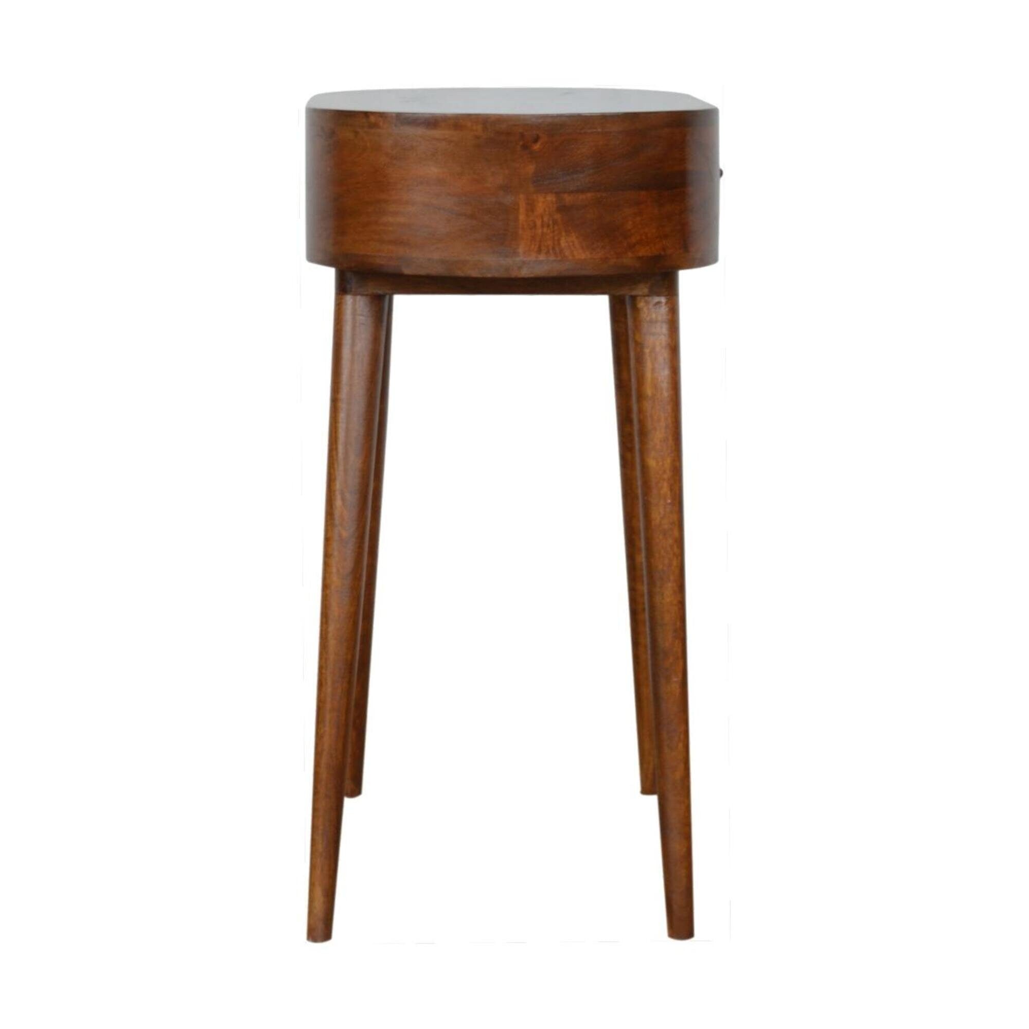 Rounded Mid Century Console Table Vintage Dark Wood Hallway Furniture