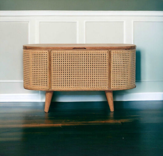 Rounded Rattan Blanket Box In Oak-myuniquefurnishings.co.uk