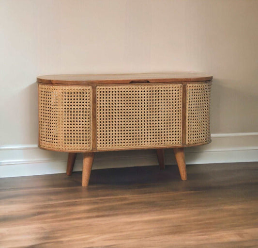 Rounded Rattan Blanket Box In Oak-myuniquefurnishings.co.uk