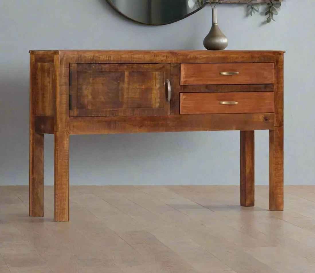 Rustic Dark Wood Sideboard Vintage Storage Cabinet Console Table