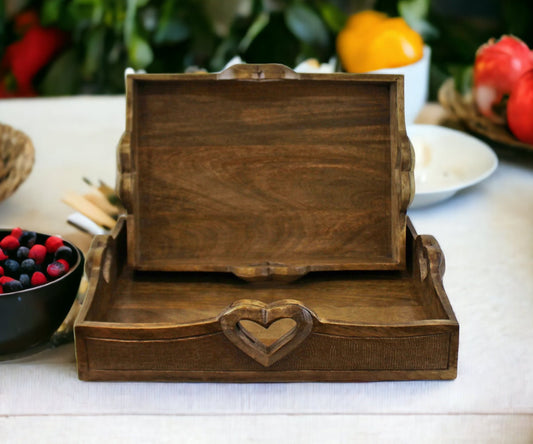 Rustic Tray Set of 2 With Hearts-myuniquefurnishings.co.uk