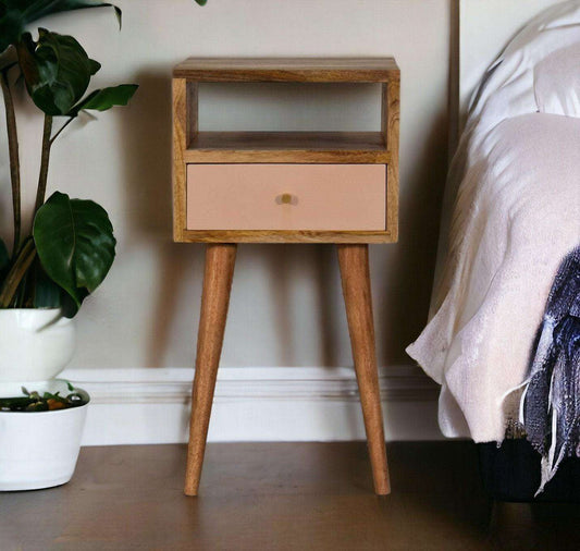 Small Bedside Cabinet With Blush Drawer-myuniquefurnishings.co.uk