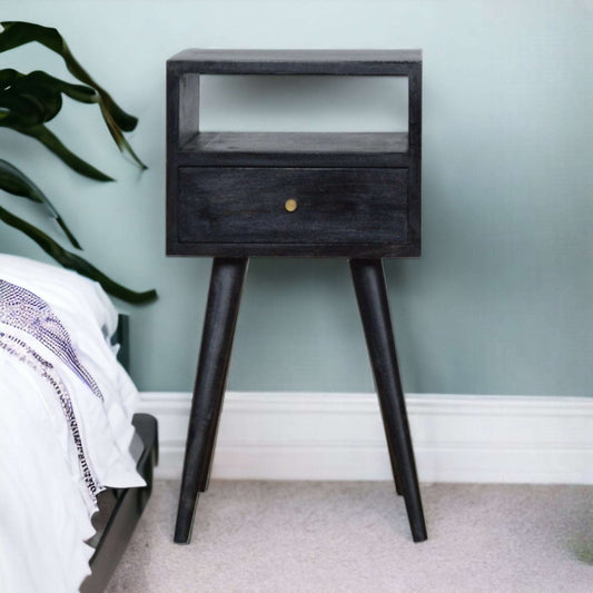 Small Bedside Table With Drawer In Black-myuniquefurnishings.co.uk