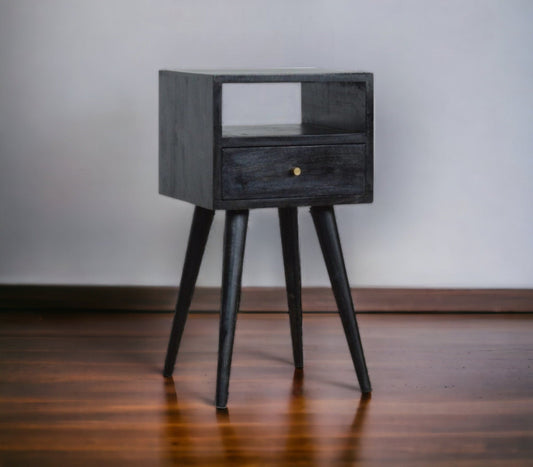 Small Bedside Table With Drawer In Black-myuniquefurnishings.co.uk