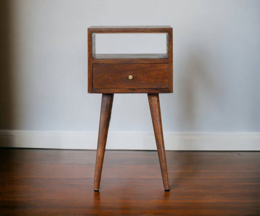 Small Bedside Table With Drawer In Dark Finish-myuniquefurnishings.co.uk