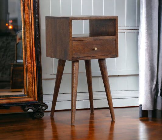 Small Bedside Table With Drawer In Dark Finish-myuniquefurnishings.co.uk