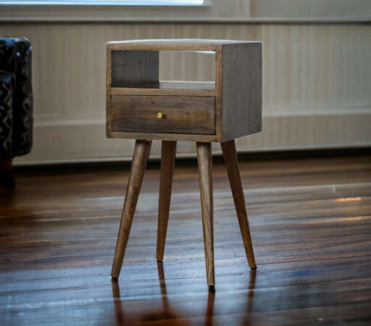 Small Bedside Table With Drawer In Grey Washed-myuniquefurnishings.co.uk