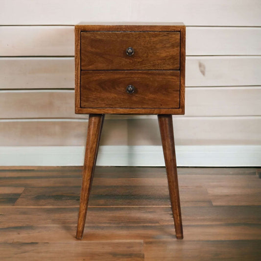 Small Bedside Table With Drawers In Dark Finish-myuniquefurnishings.co.uk