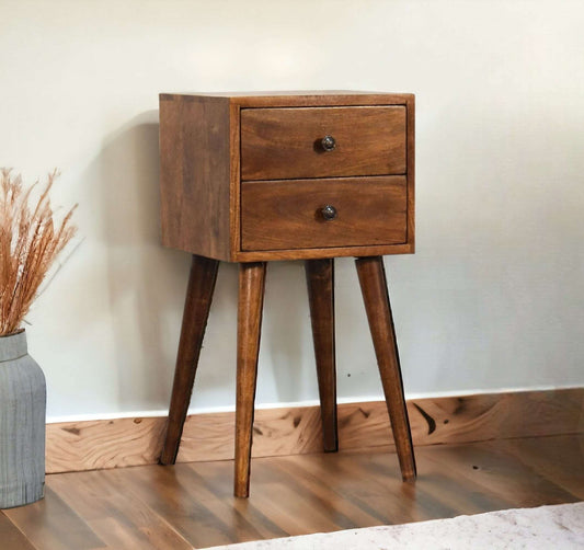 Small Bedside Table With Drawers In Dark Finish-myuniquefurnishings.co.uk