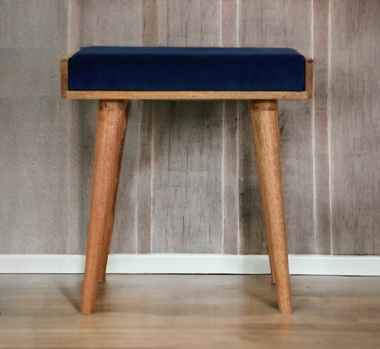 Small Dark Blue Velvet Footstool-myuniquefurnishings.co.uk