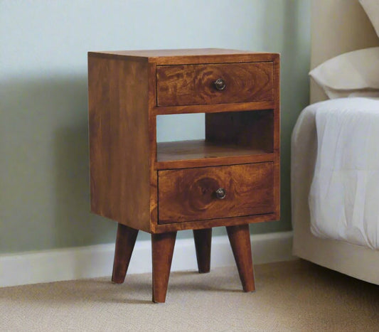 dark wood bedside table in small size