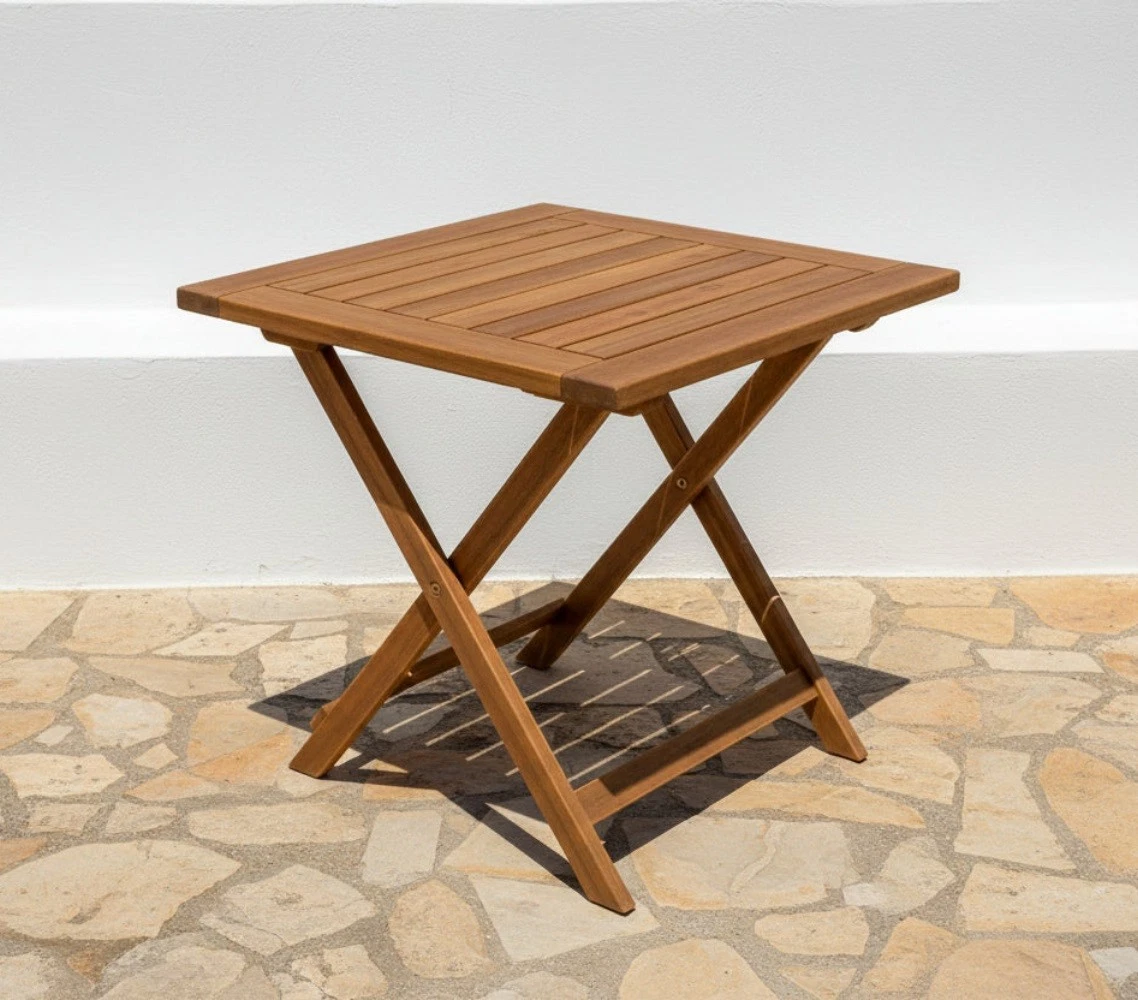 Small folding garden table made from solid acacia wood