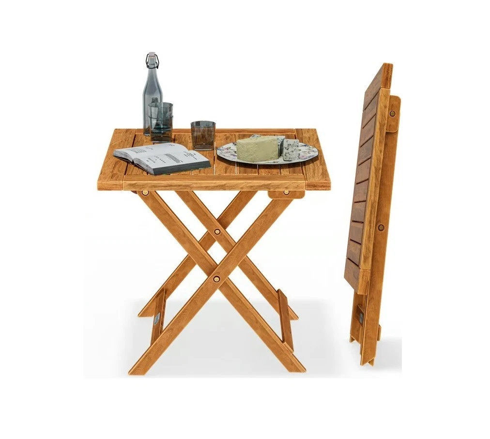 Foldable acacia wood garden table for patio or camping