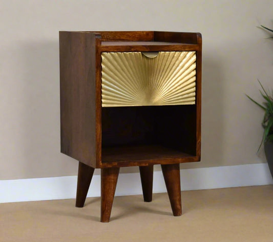 mango wood bedside table in dark tone fully handmade