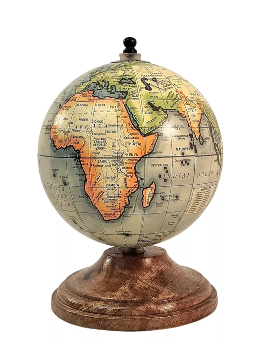 world globe with mango wood base fully handmade