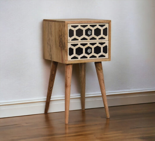 Small Square Bone Inlay Bedside Table-myuniquefurnishings.co.uk