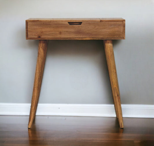 Small Vanity Table With Mirror In Oak-myuniquefurnishings.co.uk