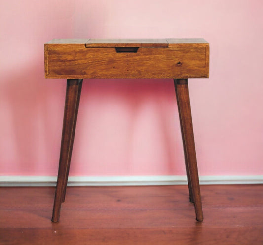 Small Vanity Table With Mirror in Dark Finish-myuniquefurnishings.co.uk