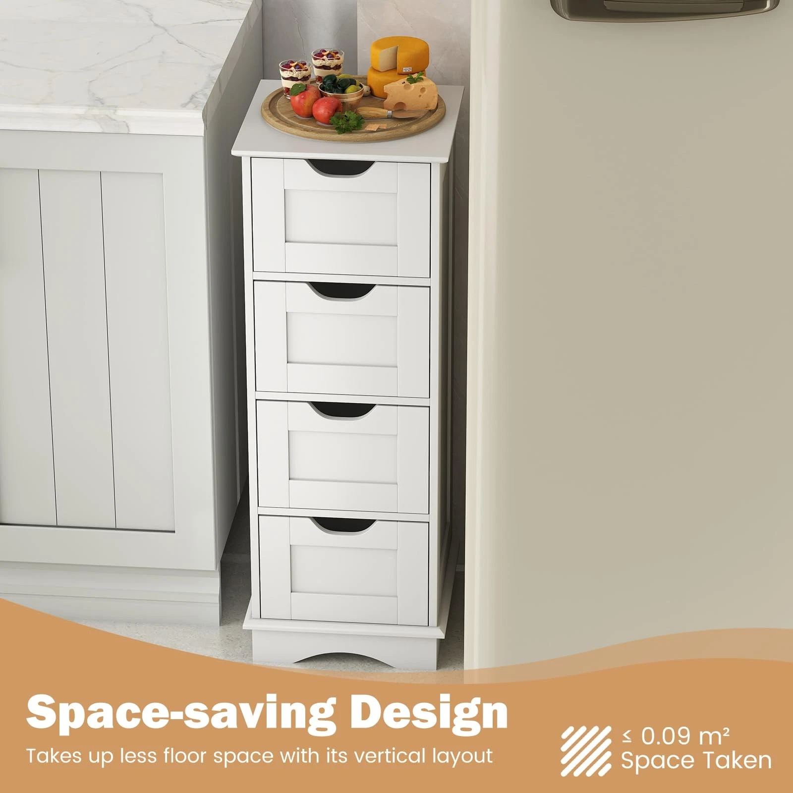 Compact floor storage unit suitable for bedroom, living room, or office