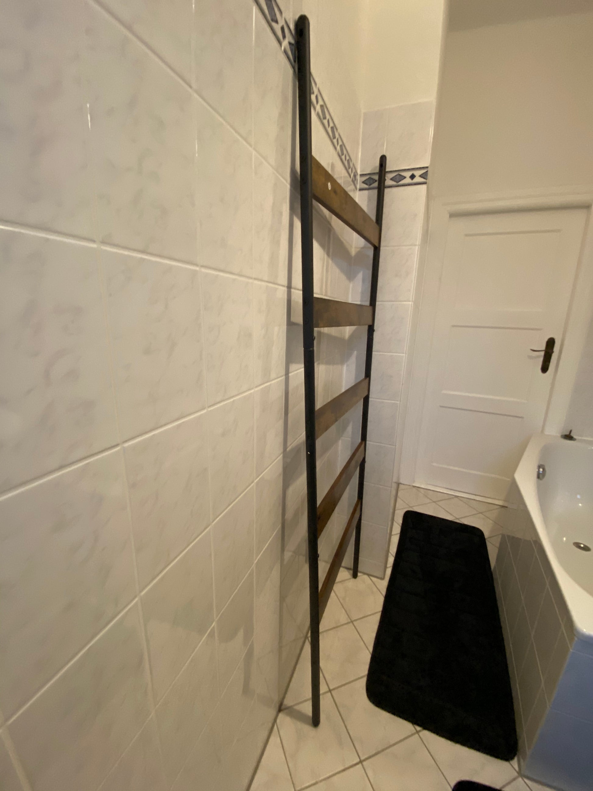 ladder style towel and blanket holder with rustic style