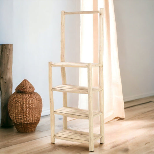 Teak Branch Shelving Unit With 4 Shelves - Display Plant-myuniquefurnishings.co.uk