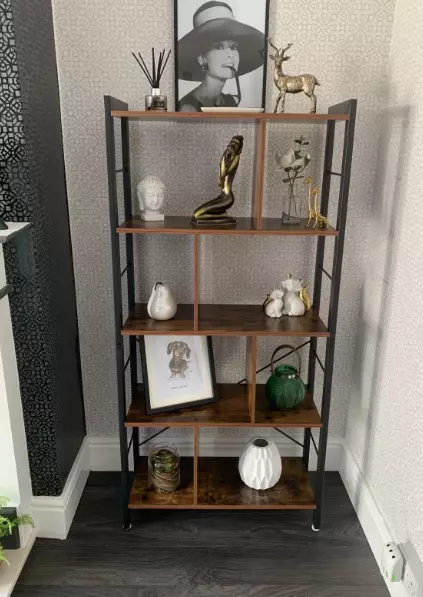 Industrial bookcase with 5 shelves