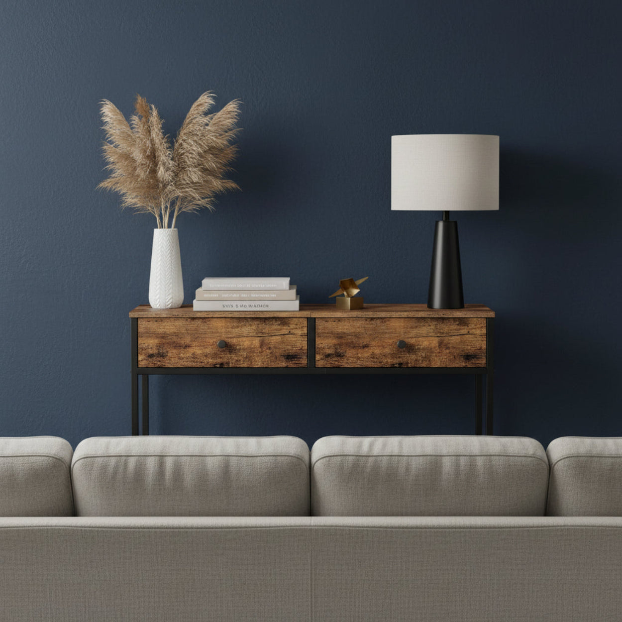 console table with 2 drawers and 2 shelves