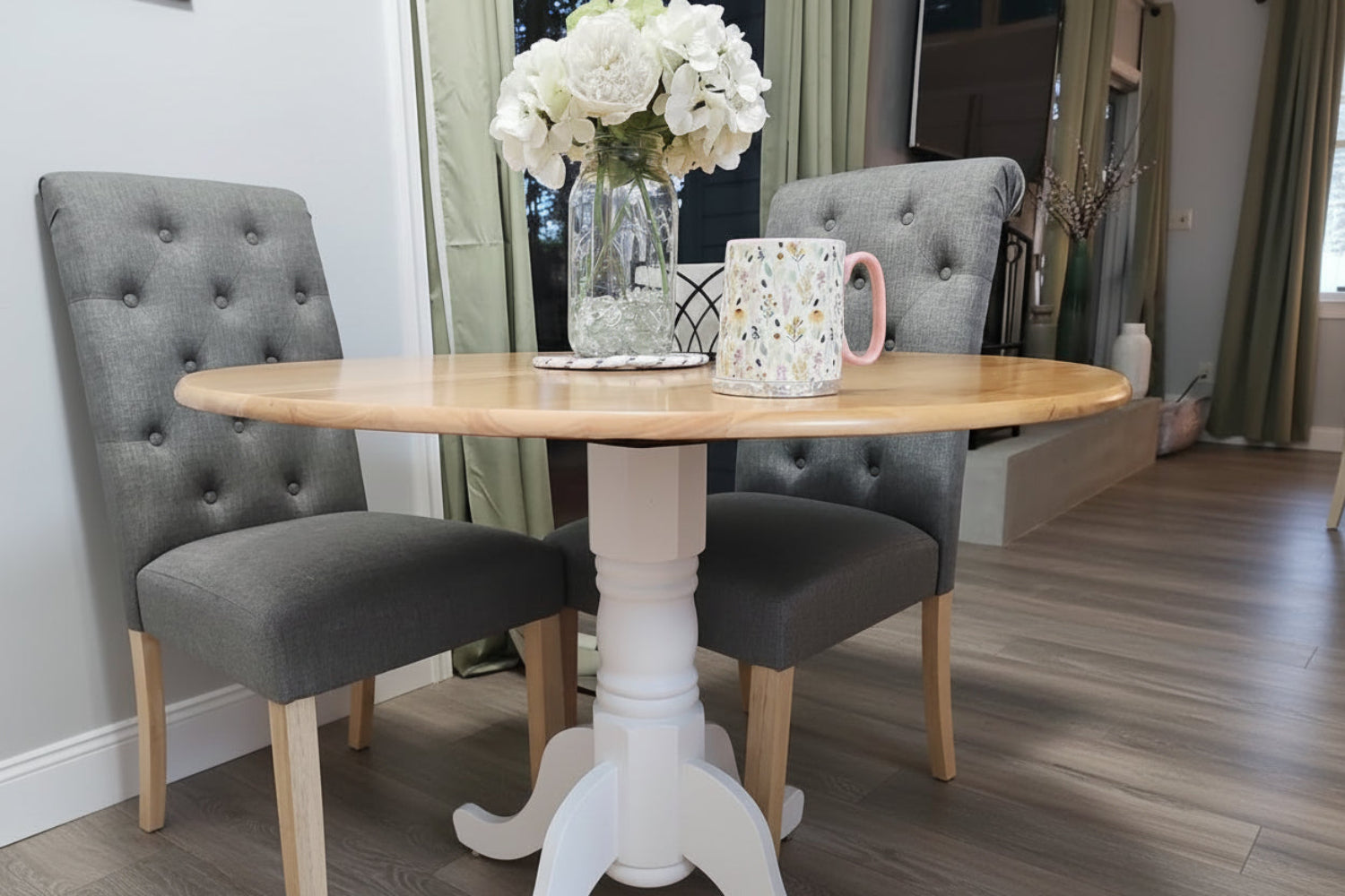 wooden dining table in french country style