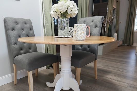 wooden dining table in french country style