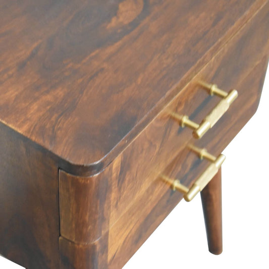 dark finish nightstand made from solid mango wood