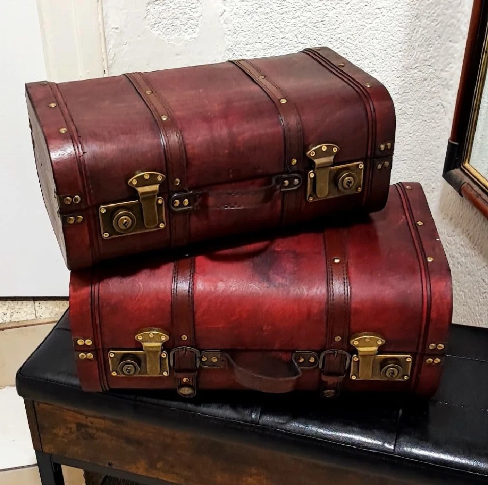 dark wood vintage style storage trunks for home