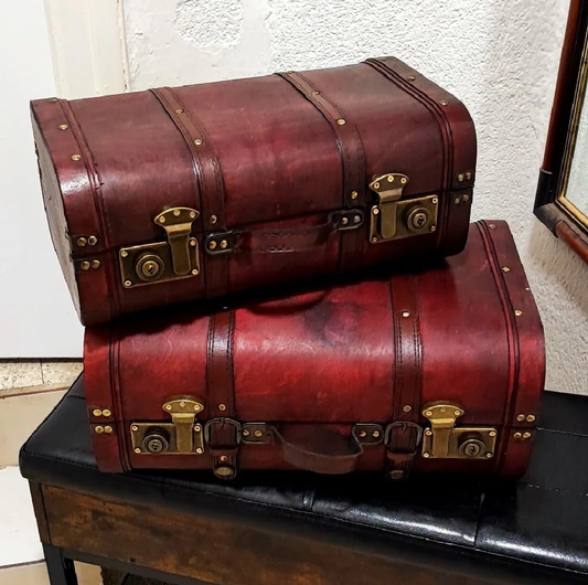 dark wood vintage style storage trunks for home