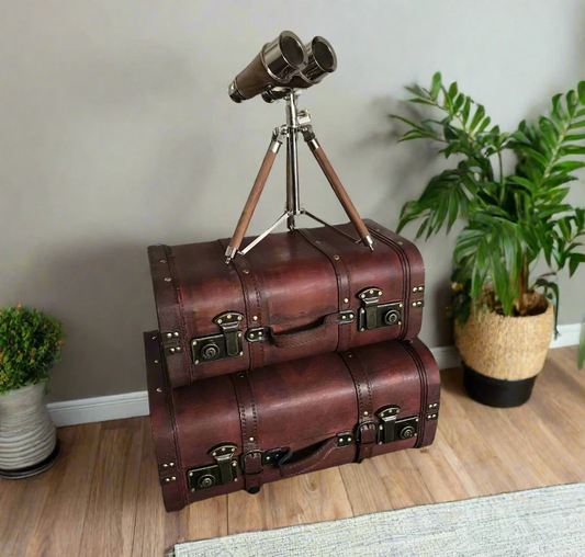 vintage style trunk set of 2 made from wood